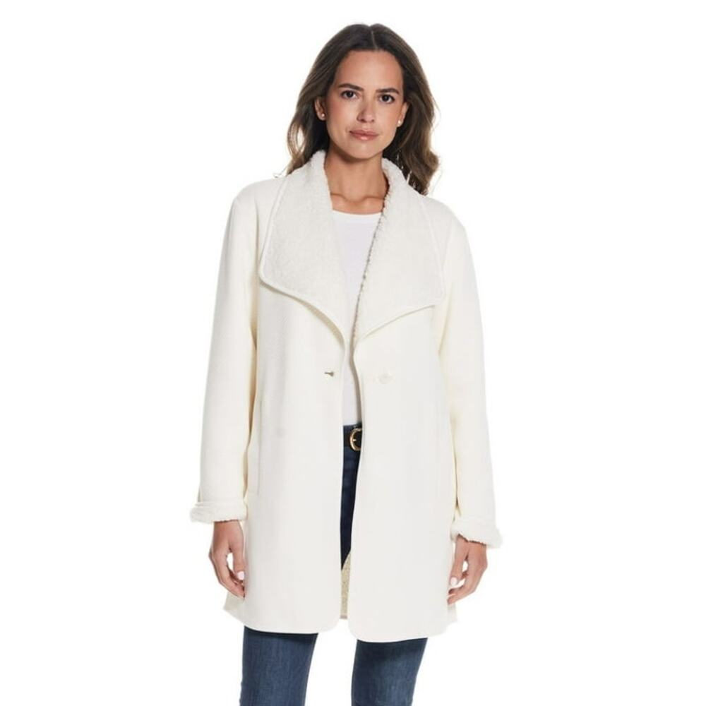 Weatherproof Women’s Reversible Sherpa Coat M Cream Teddy Jacket NWT